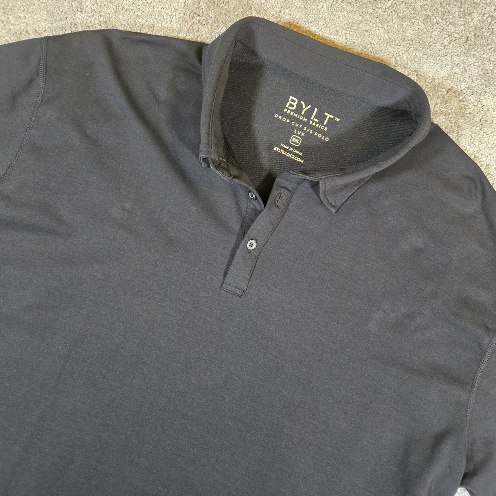 Bylt Lux Drop Cut Polo Shirt Men's 2XL Black Short Sleeve Golf